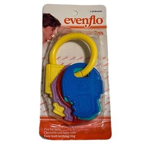 Vintage 80s NEW Evenflo Clacker Toys Teething Ring Keys
